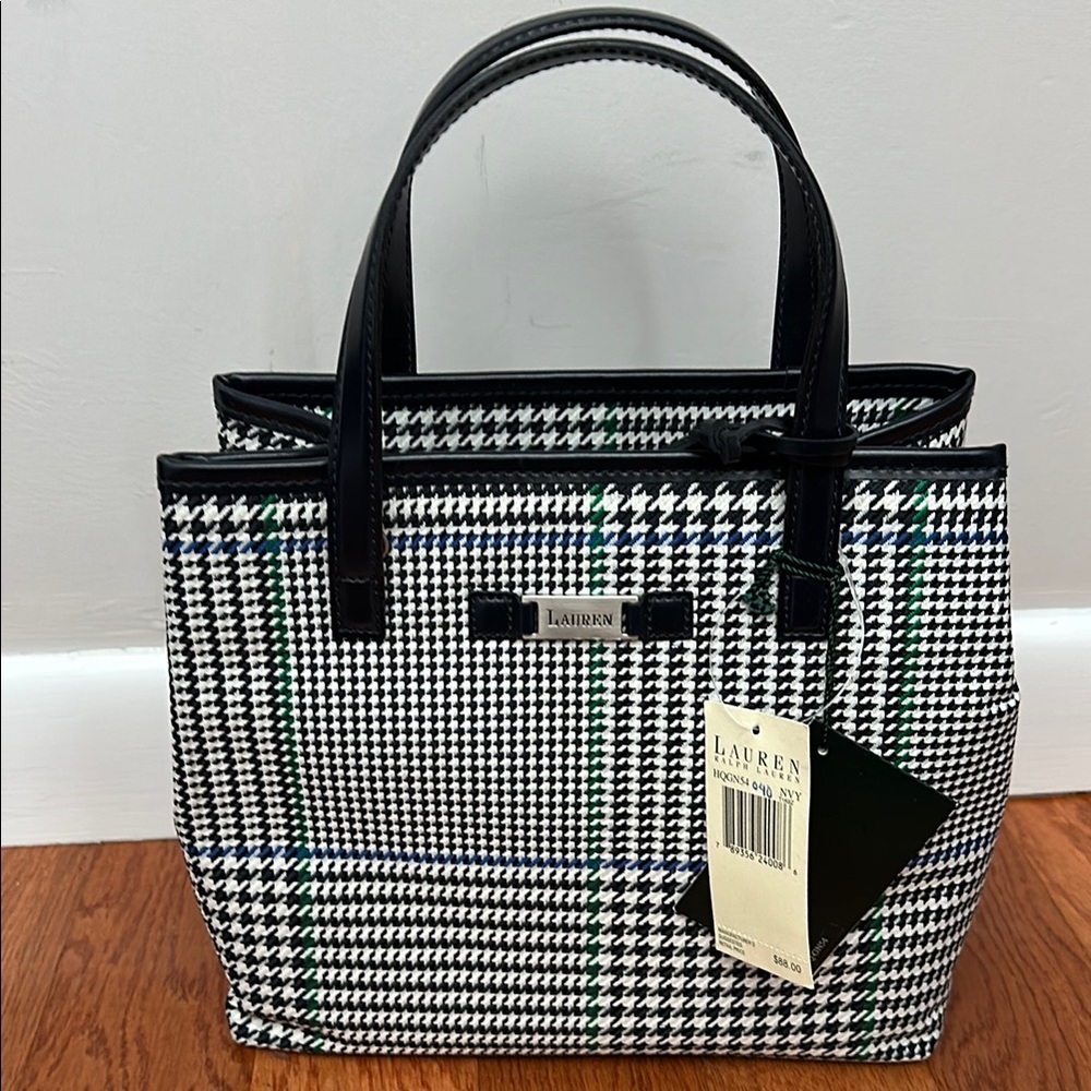 Black and White Houndstooth Tote Bag